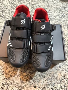 Peloton Black Cycling Shoes with Red Interior